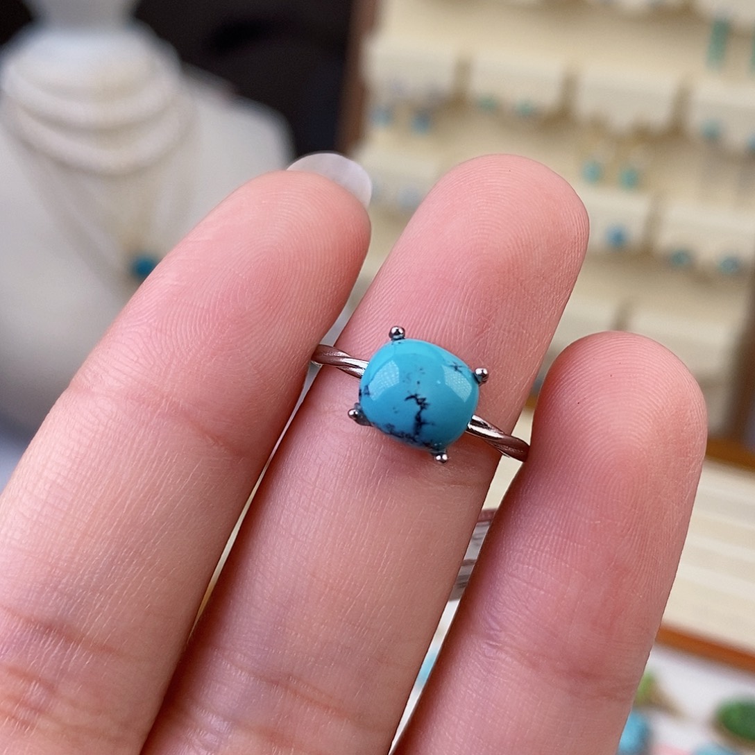 绿松石戒指银S925镶嵌