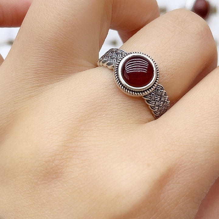 血珀戒指银S925镶嵌天然