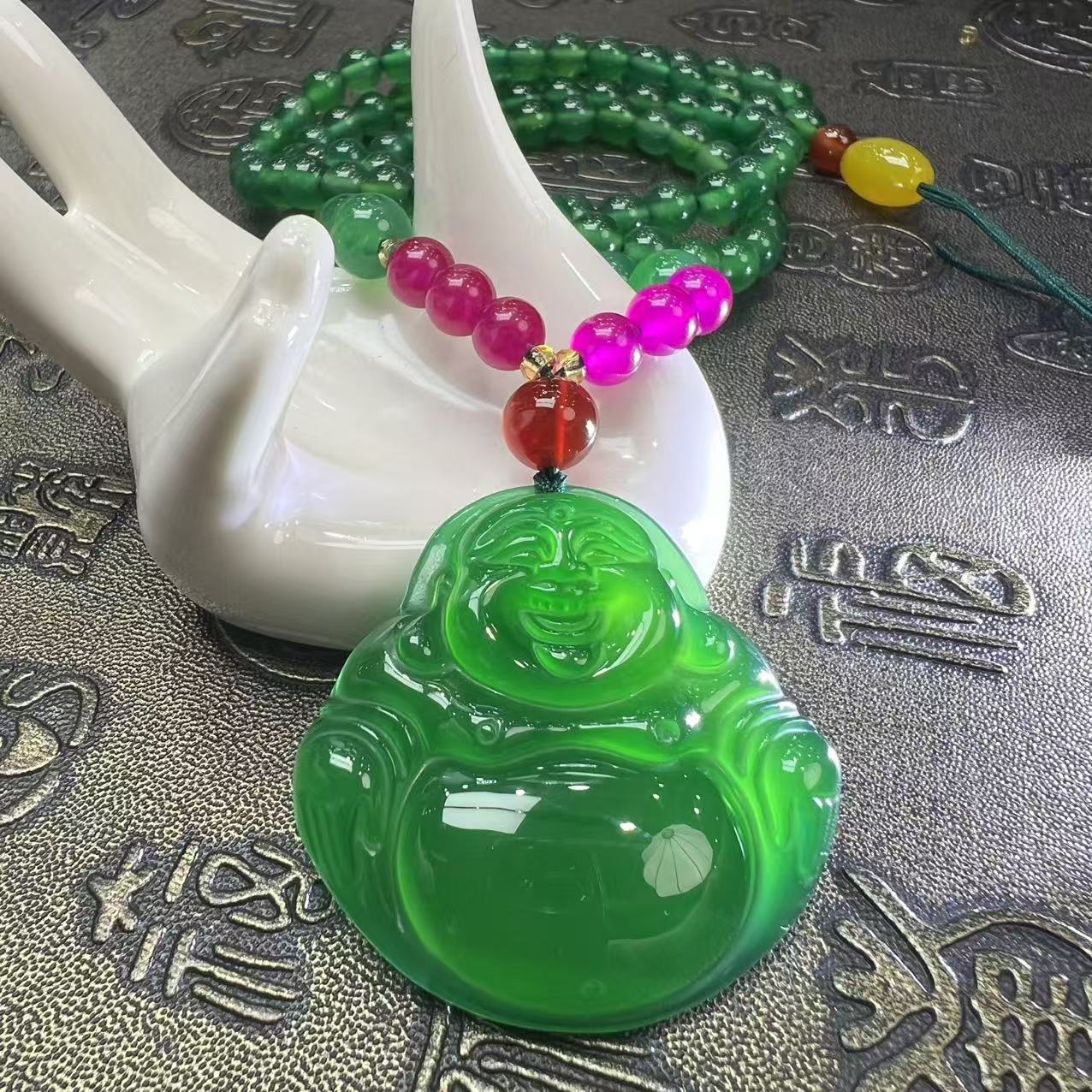 江德洋珠宝s1988（玉甲）高古清玉绿玛瑙绿佛公吊坠-送礼佳品