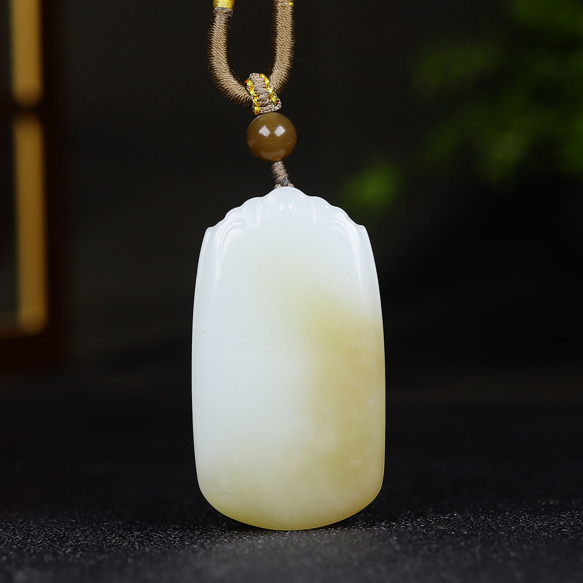 122848和田玉且末糖白玉平安牌