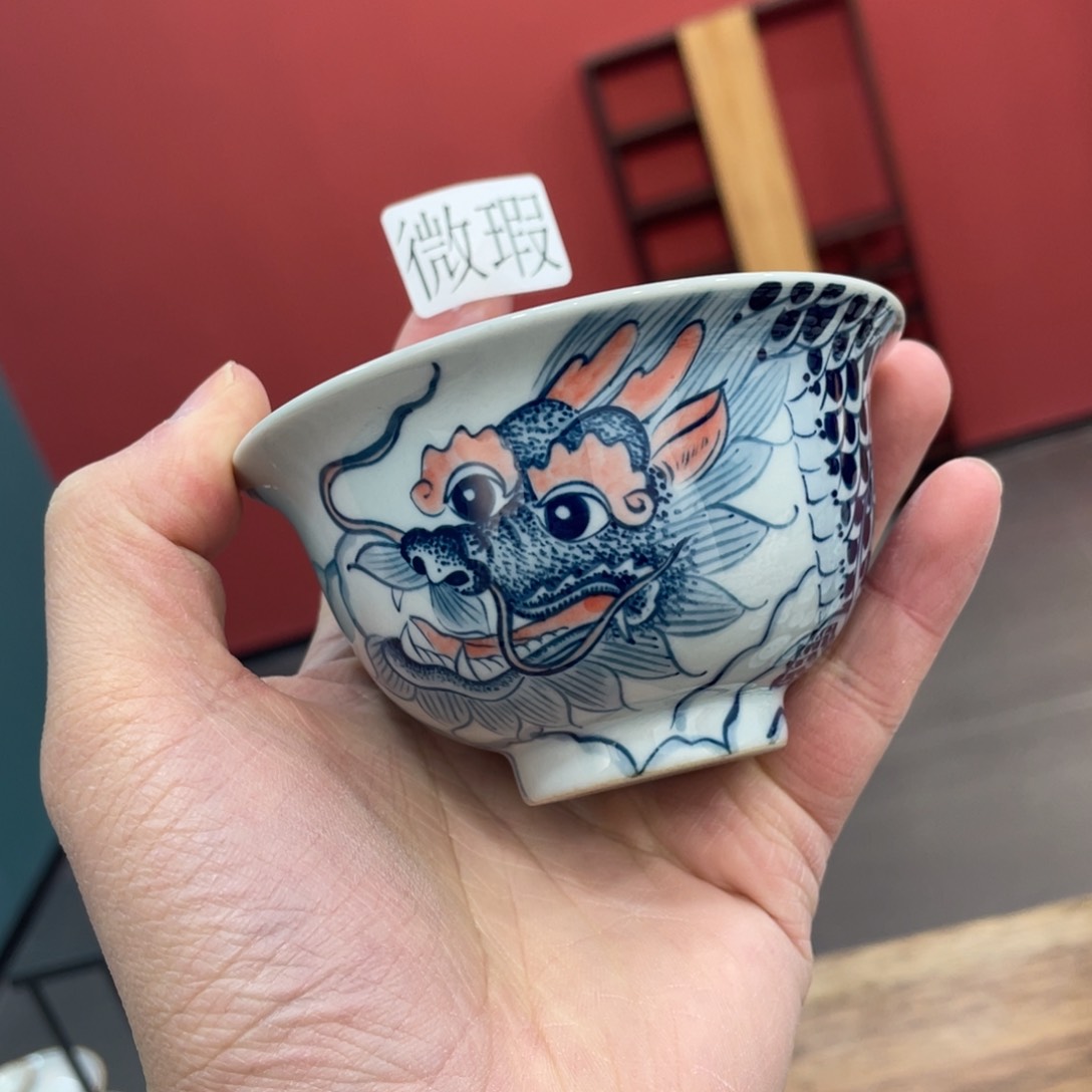 釉下手绘茶具微瑕