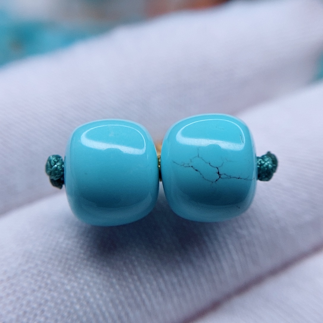 绿松石老型对珠9.7未镶嵌