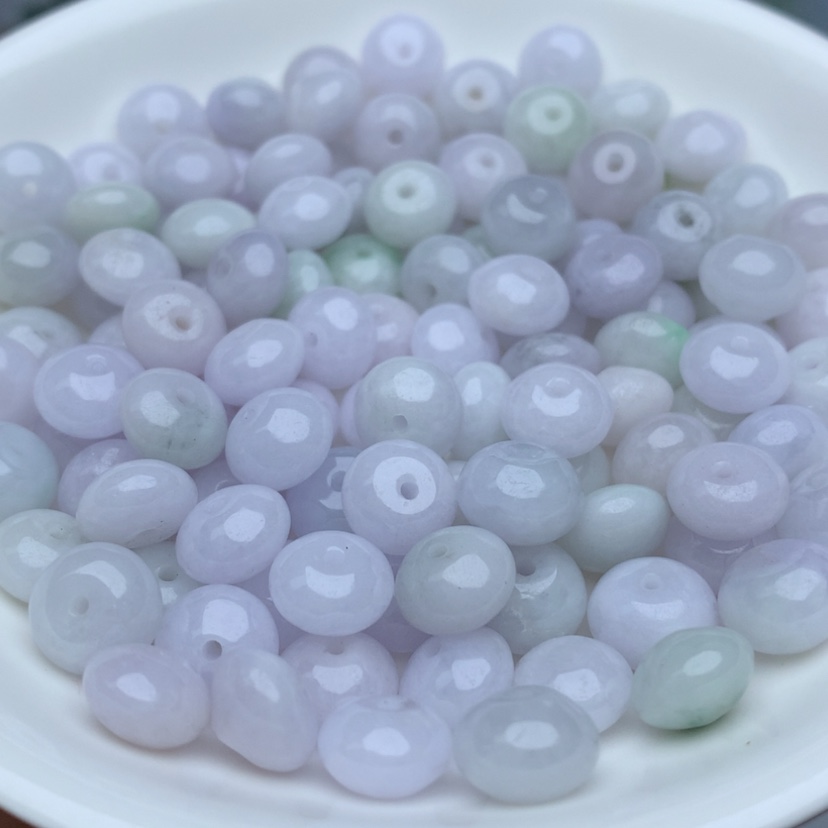 【闪购商品】翡翠手链未镶嵌卡5.6乘8.8冰淡紫鼓珠30个