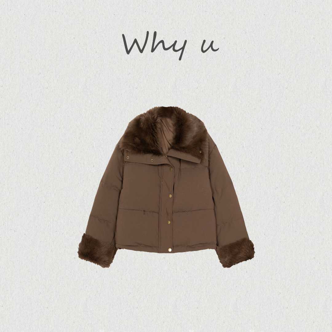 WHY U-25AW西班牙进口羊毛拼接皮毛一体灰鹅绒外套【】