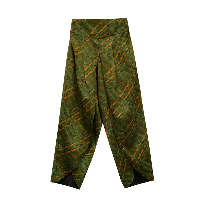 SUOER/娑尔绿色重缎桑蚕丝裤子SF4KG00750