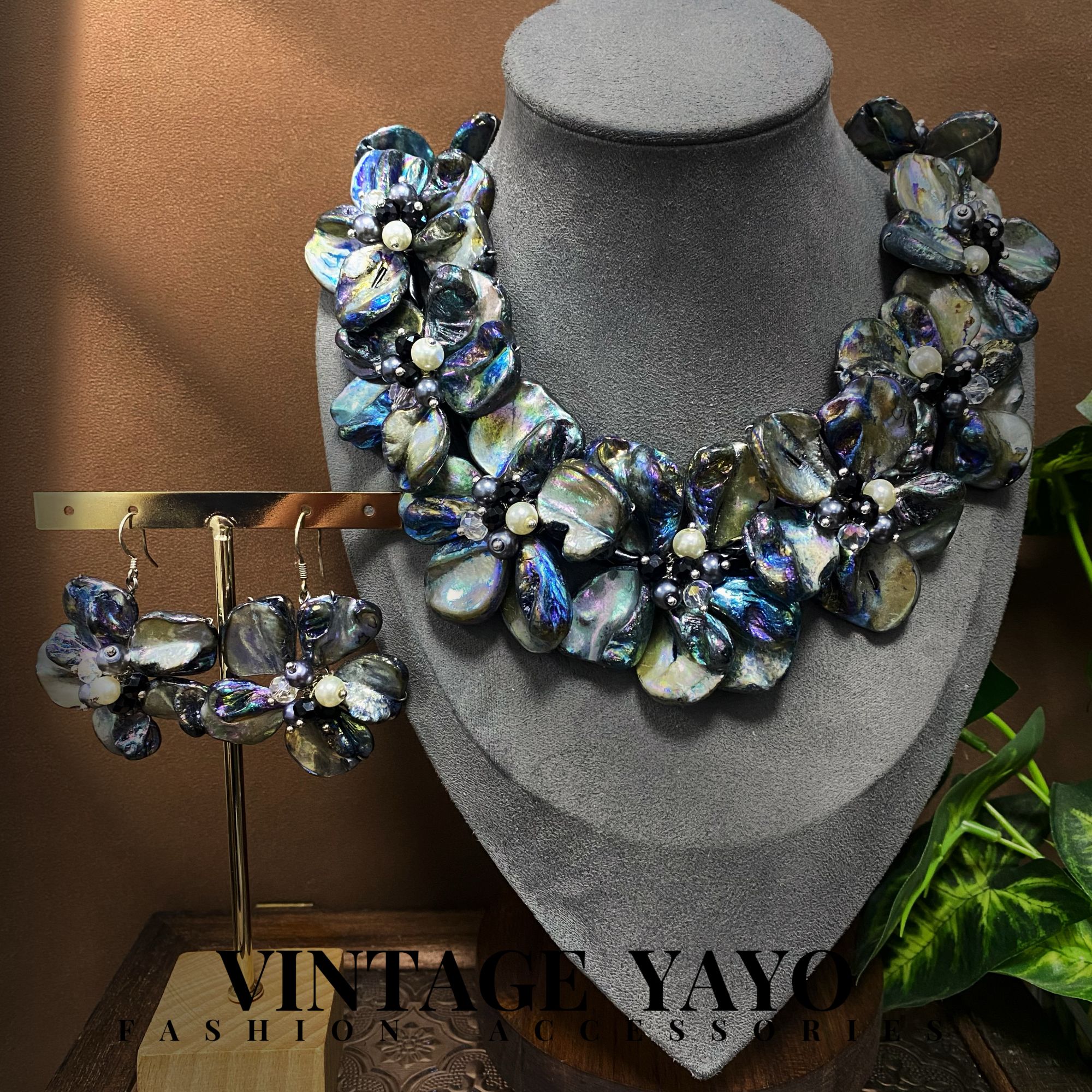 钛钢贝壳项链 秋冬爆品意大利手工编织深海溪地色花瓣项链11862