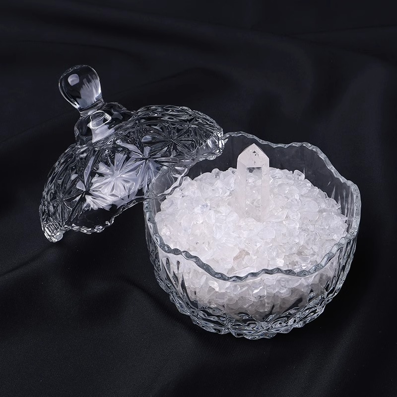 天然消磁白水晶碎石原石标本宝石摆件手链消磁石净化水晶碗消磁碗