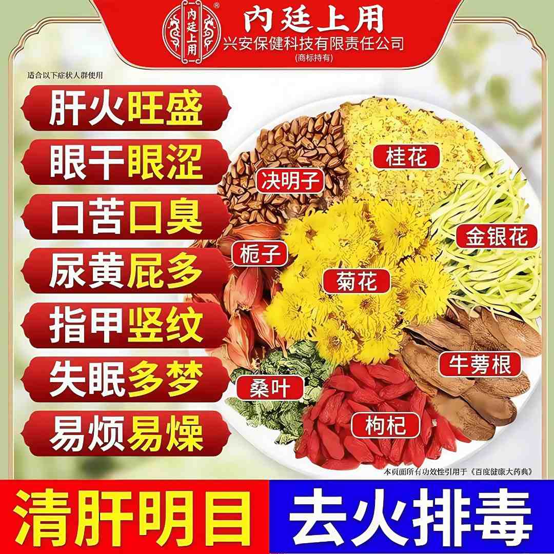 北京同仁堂菊花决明子枸杞茶蒲公英熬夜毒排清热肝下火目明尿黄茶