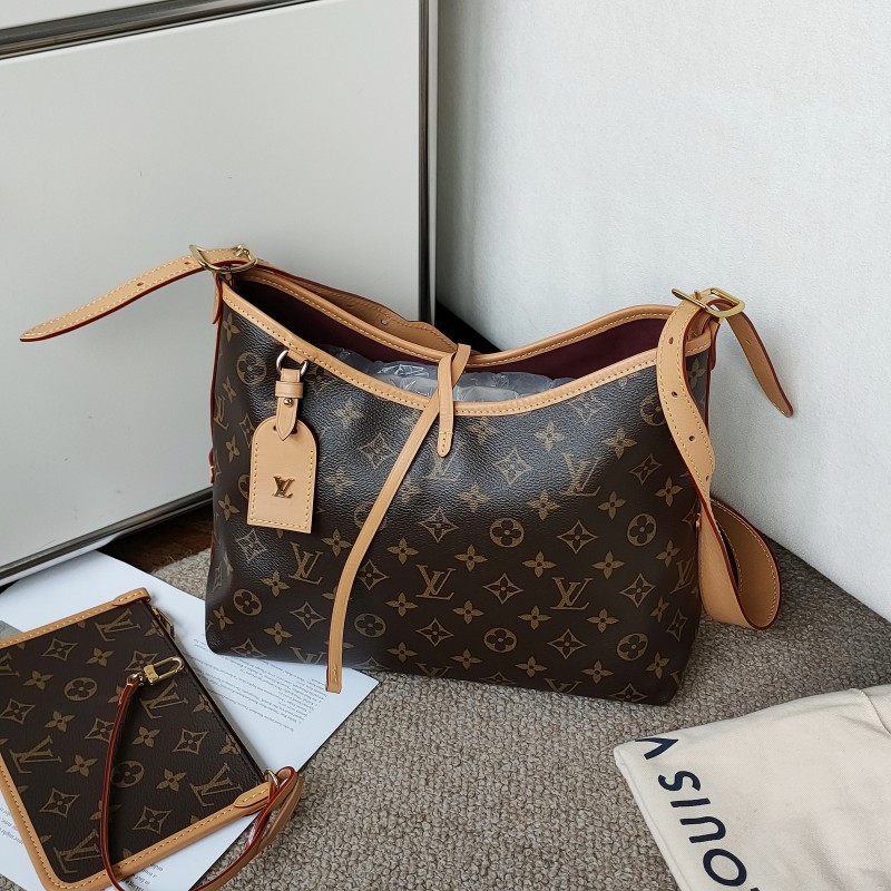 95新 LouisVuitton/路易威登 芯片款老花carryall小号斜挎包53687