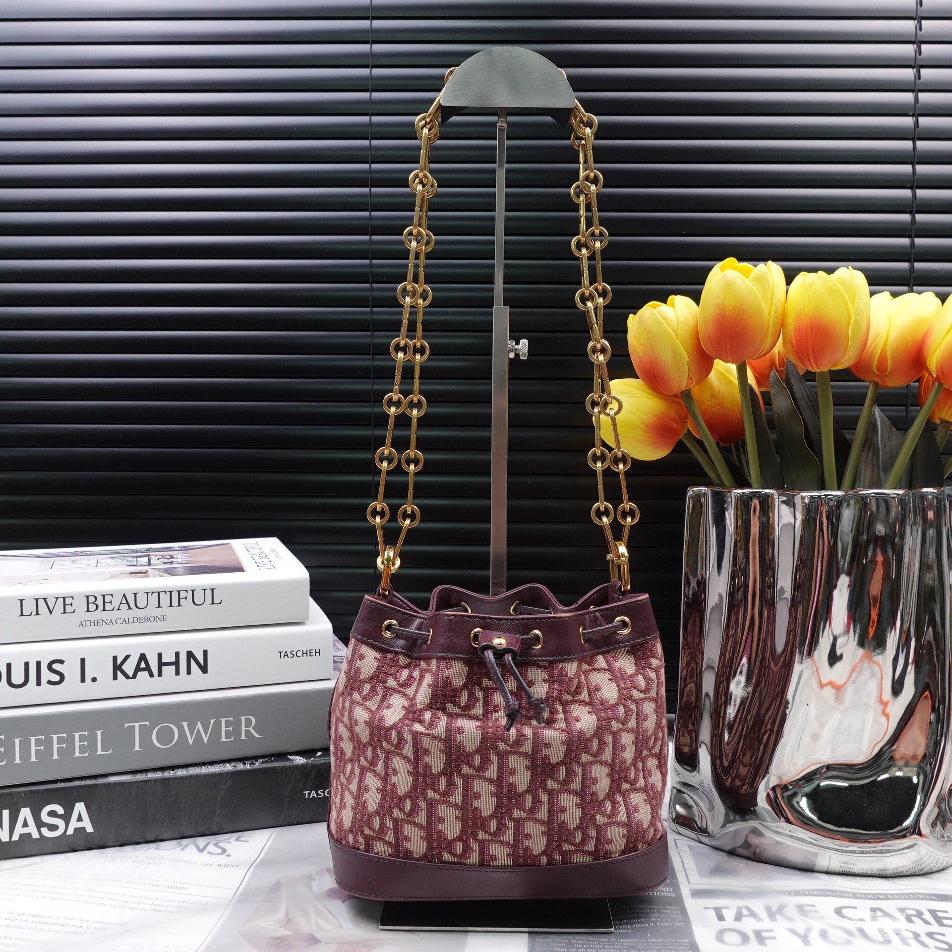 95新 DIOR/迪奥 老花水桶斜挎包T10255298