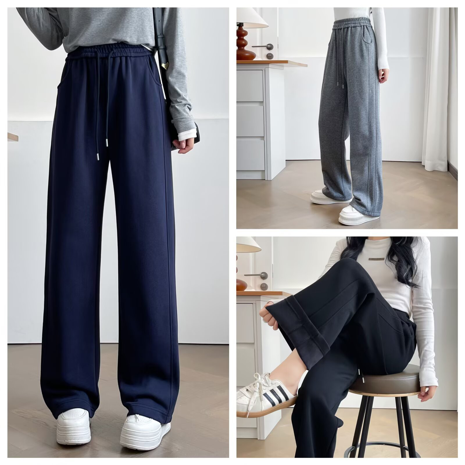 大码女装秋冬加绒加厚高腰垂感百搭显瘦外穿镰刀休闲裤香蕉阔腿裤