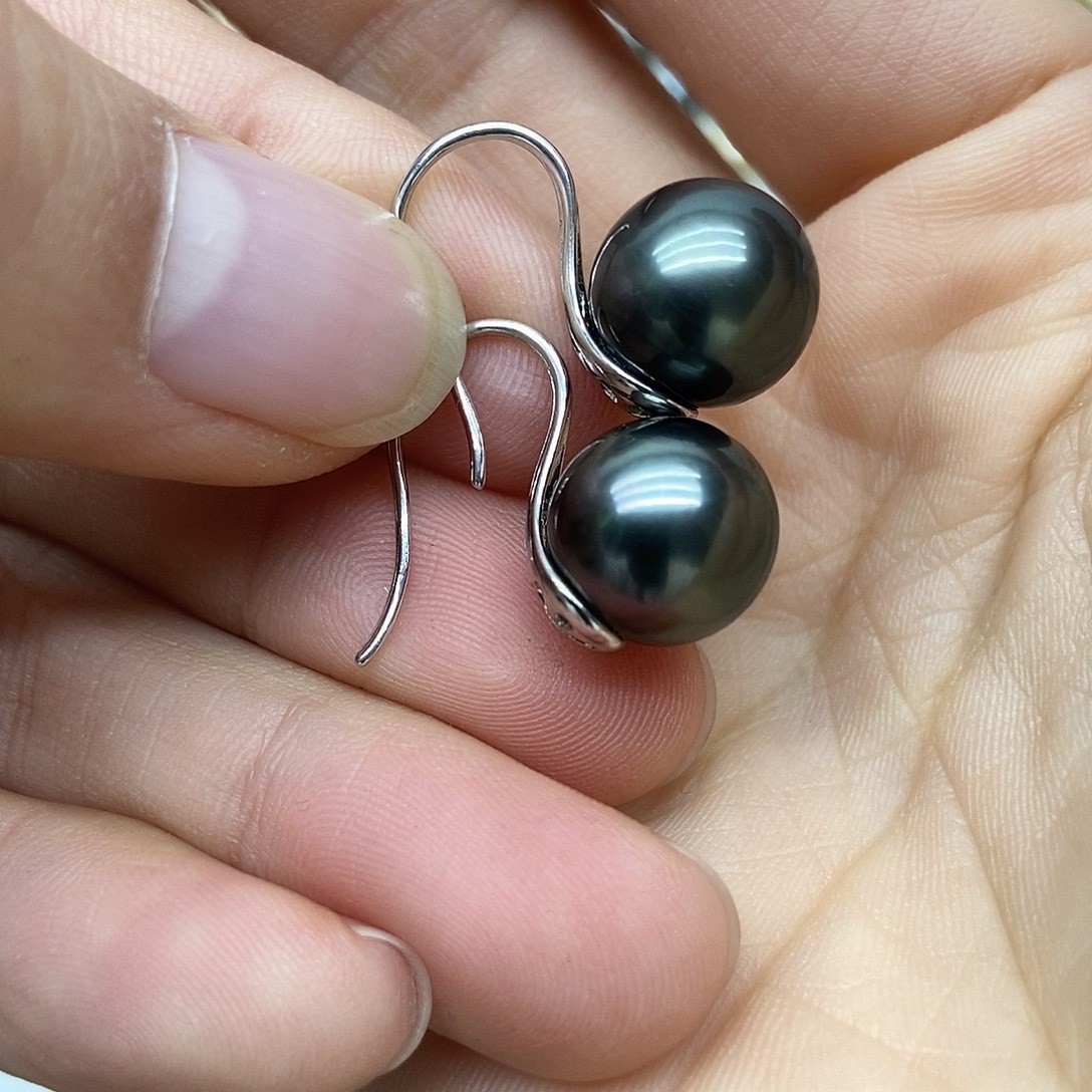 银S925镶嵌海水珍珠耳饰