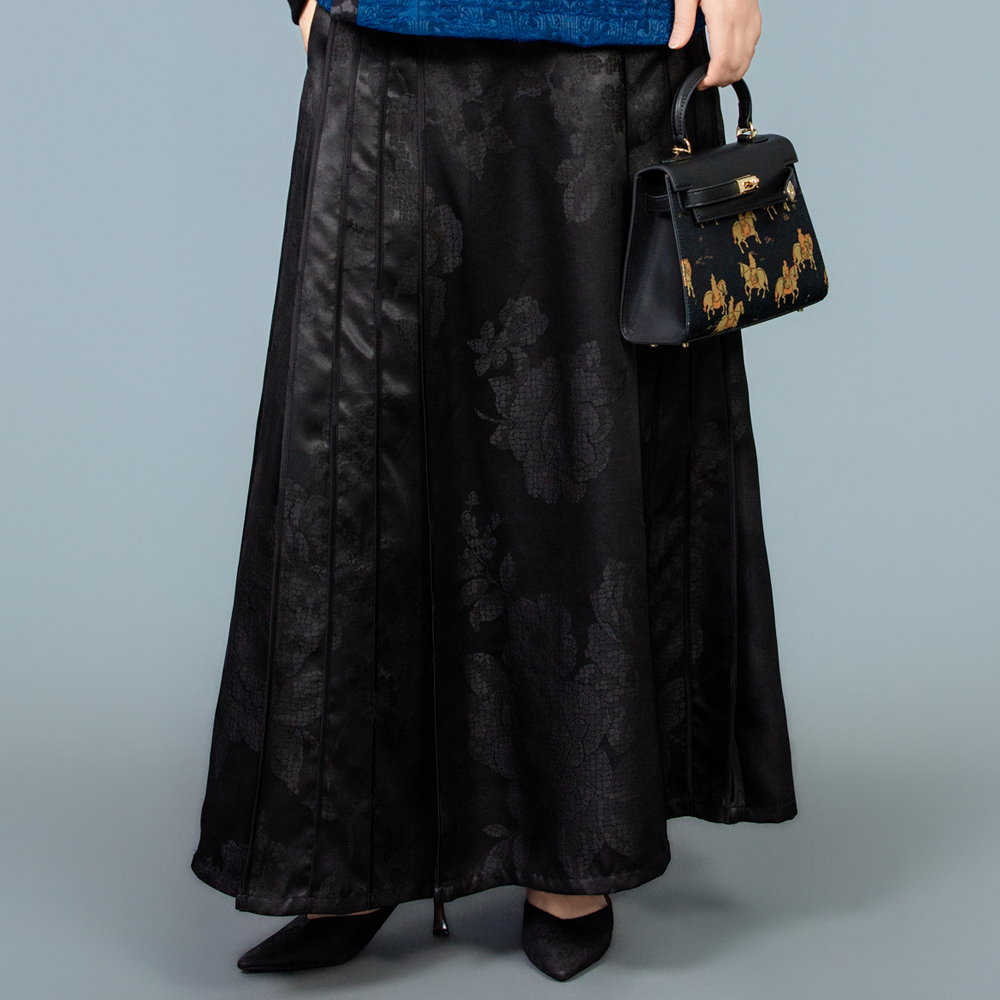 【墨香缘】长裙拉链高腰A字裙半身裙民族风时尚女装提花250933K