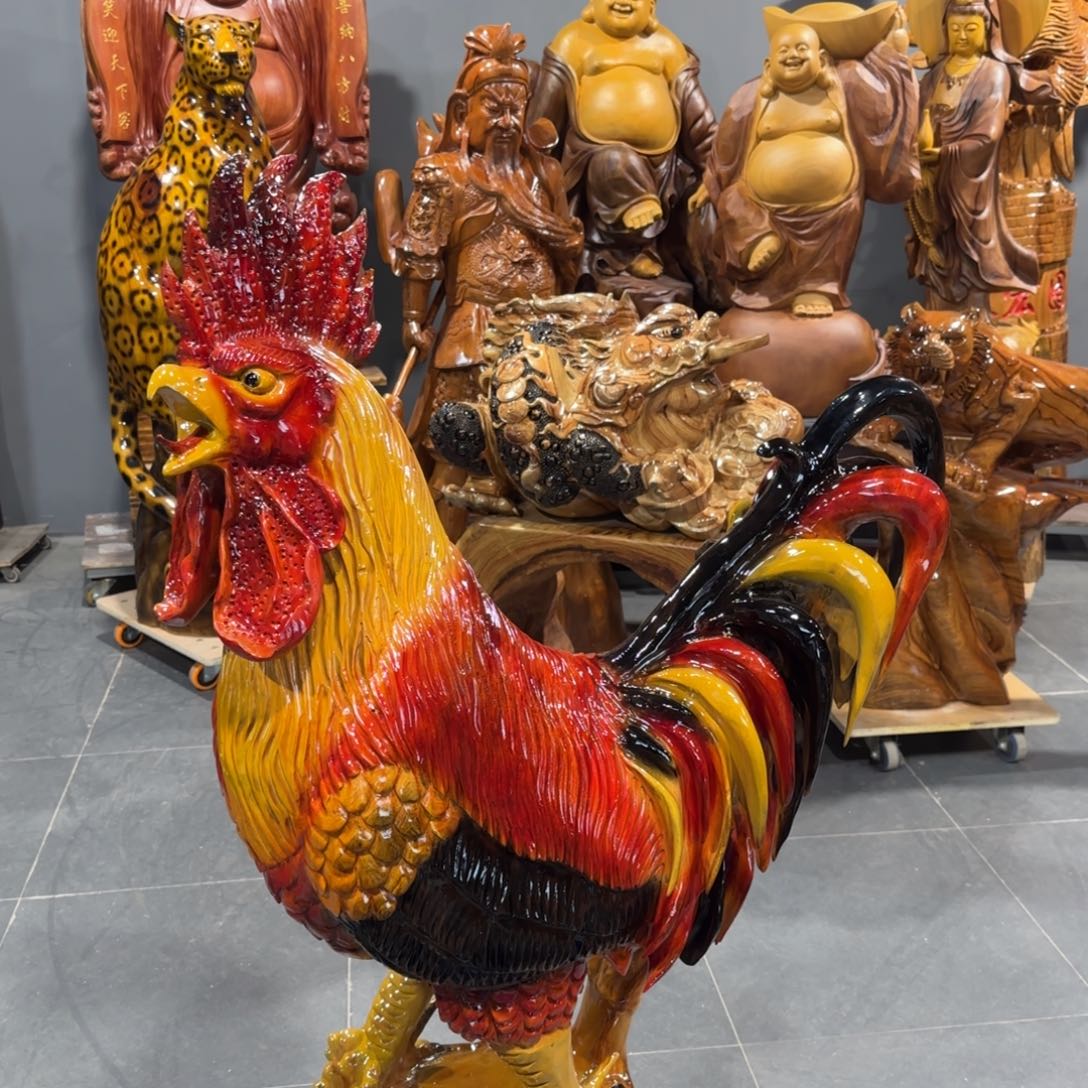 郭***子木香樟木实木雕刻公鸡