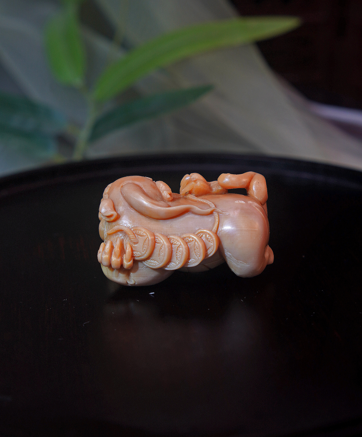 天然猛犸牙/手工雕刻/貔貅/特色咖料/文玩收藏
