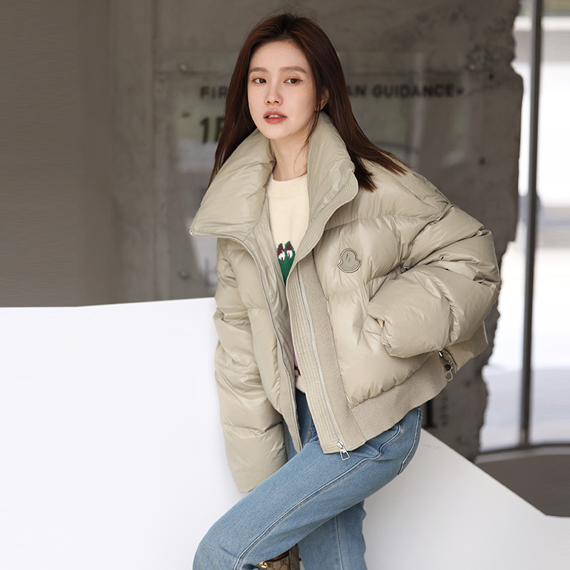 90白鸭绒短款拼接羽绒服2311