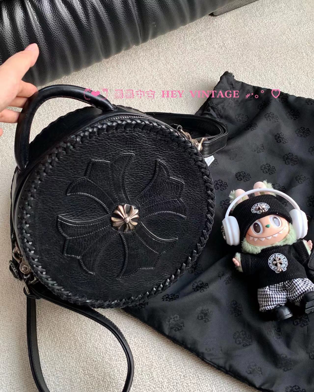 95新 Chrome Hearts/克罗心 黑银十字架圆饼包 16360607