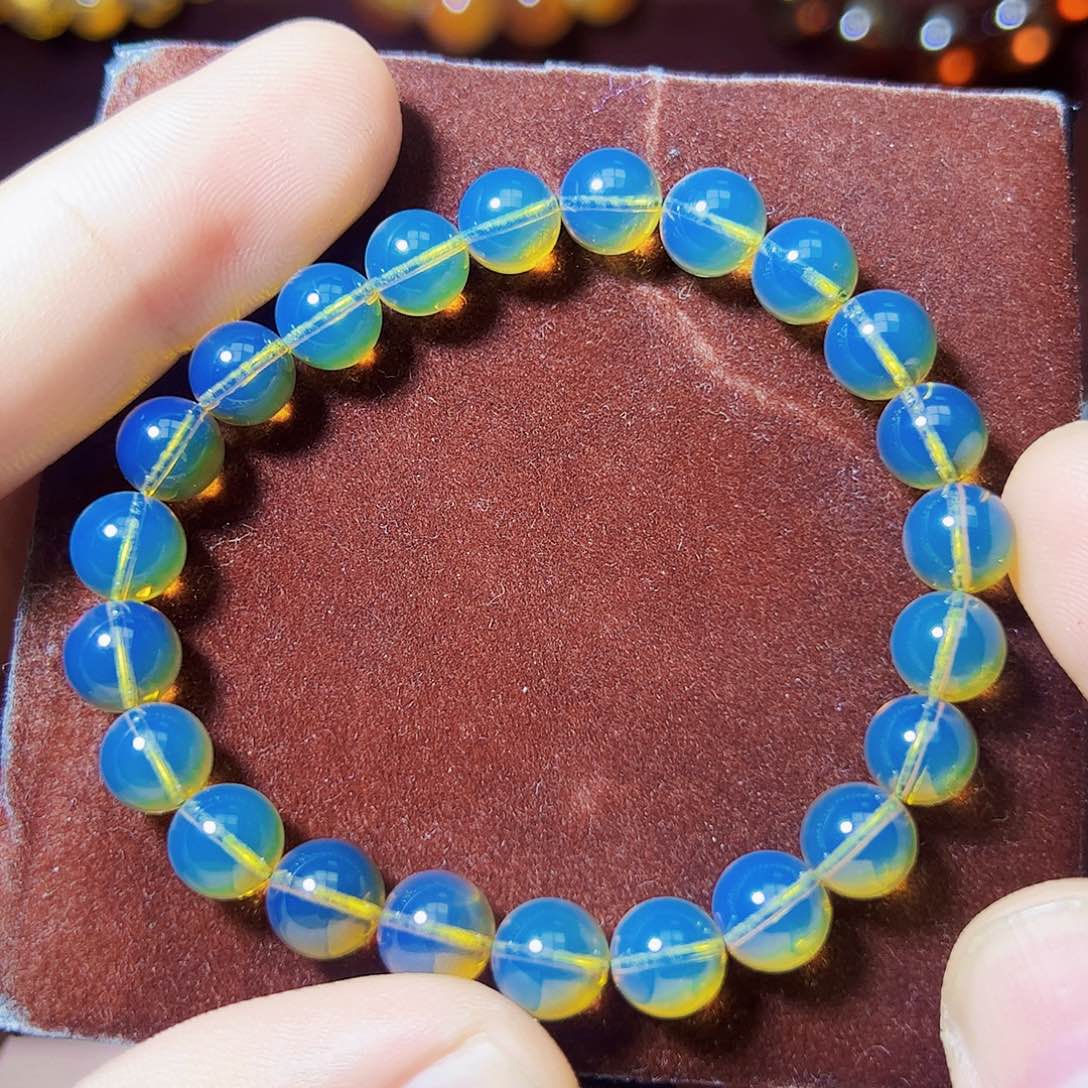 蓝珀珠宝奇石未镶嵌墨西哥8mm蓝珀毕业色
