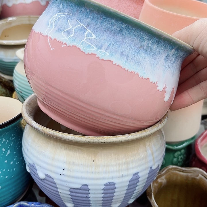 多肉绿植陶瓷花盆9.9包邮，有孔