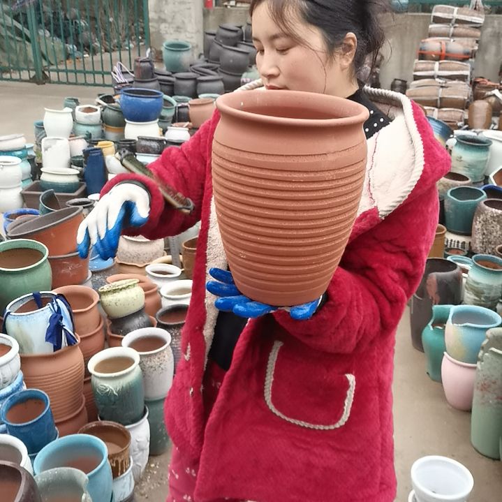 红陶口20高27瑕疵底裂