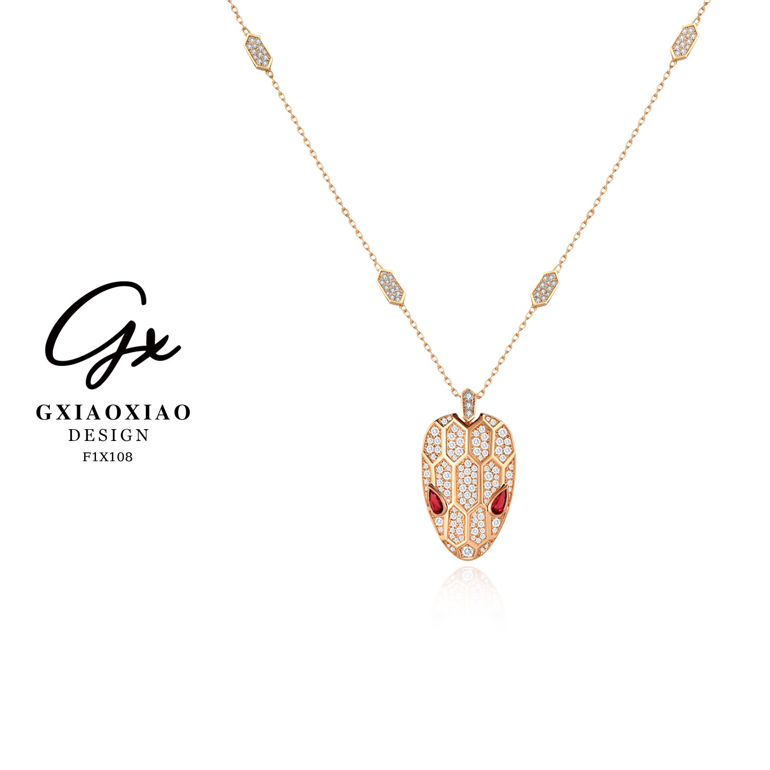 链子925银合成锆石 925银镀K金复古时尚蛇头项链 F1X108 F1X109