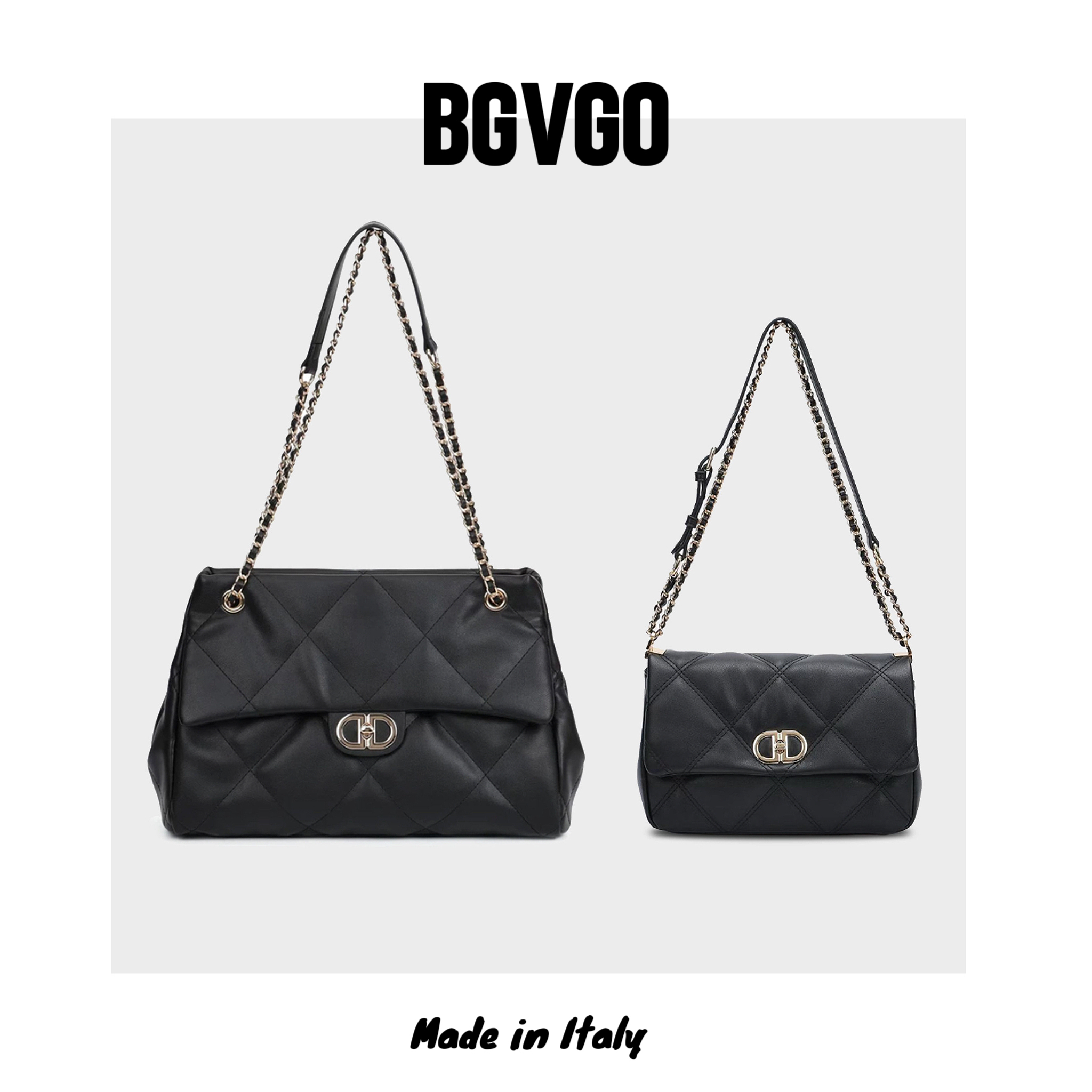 BGVGO秋冬上新小香风百搭时尚气质复古单肩包菱格刺绣包