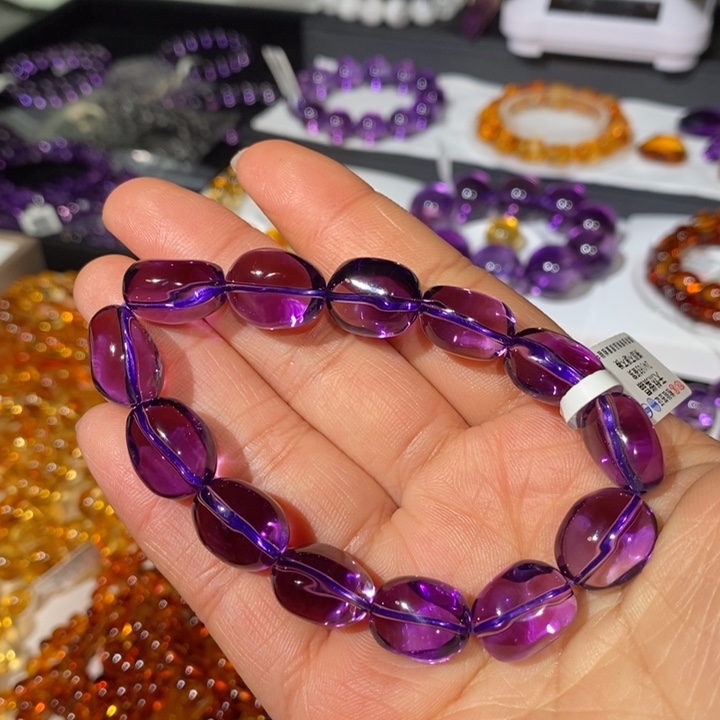 水晶手链未镶嵌巴西浓郁紫糖豆