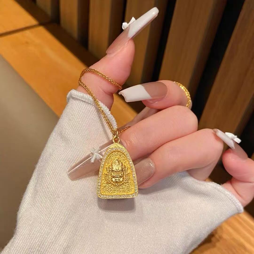 福韵天玺 铜合金项链 《韵系列》三角黄财财项链精致气质轻奢时尚