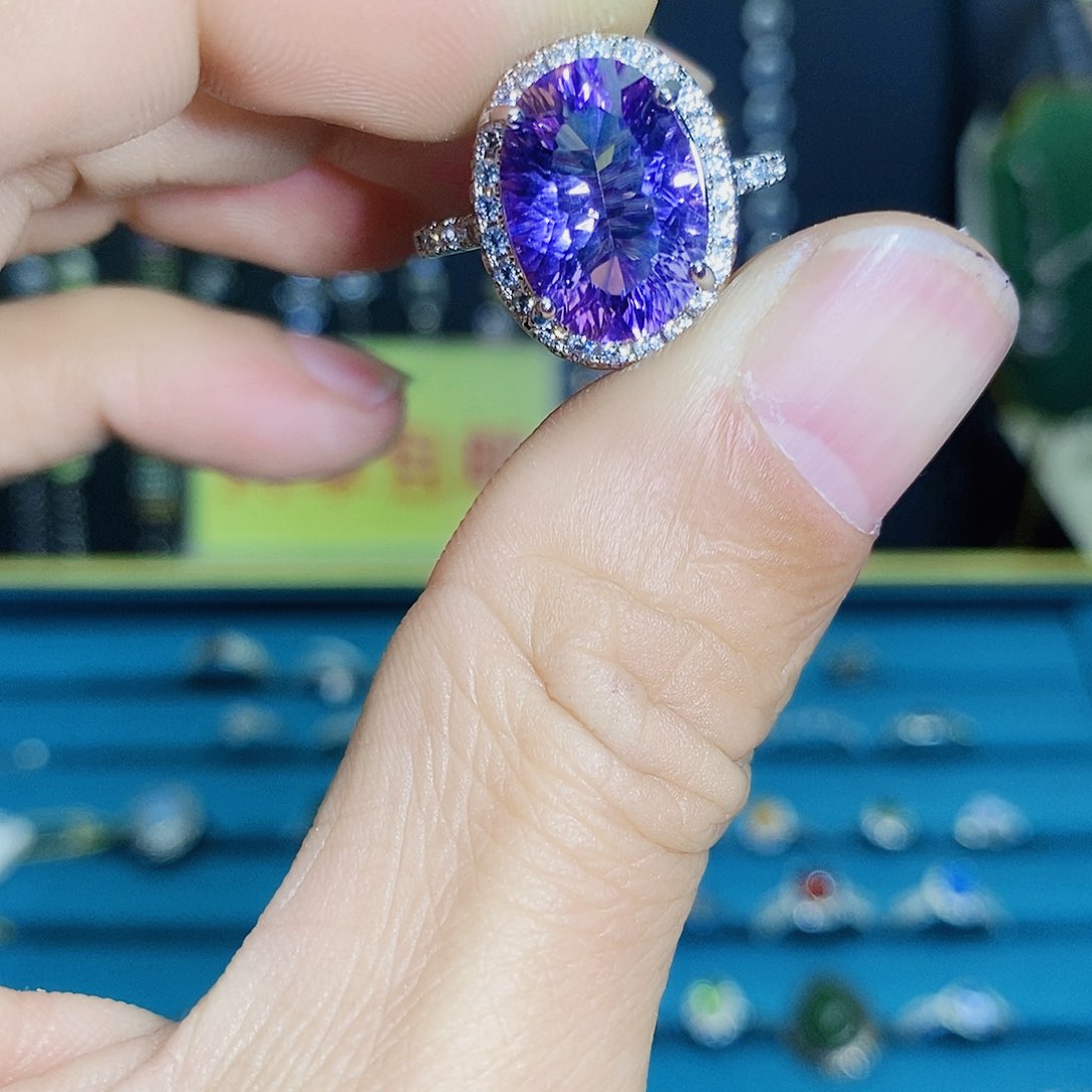 紫晶珠宝半成品银S925镶嵌