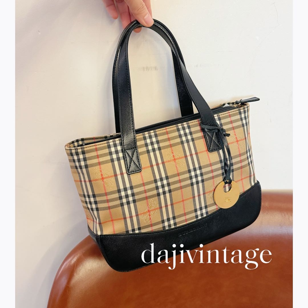 95新 BURBERRY/博柏利 大吉中古/Burberry金币战马格纹手提包