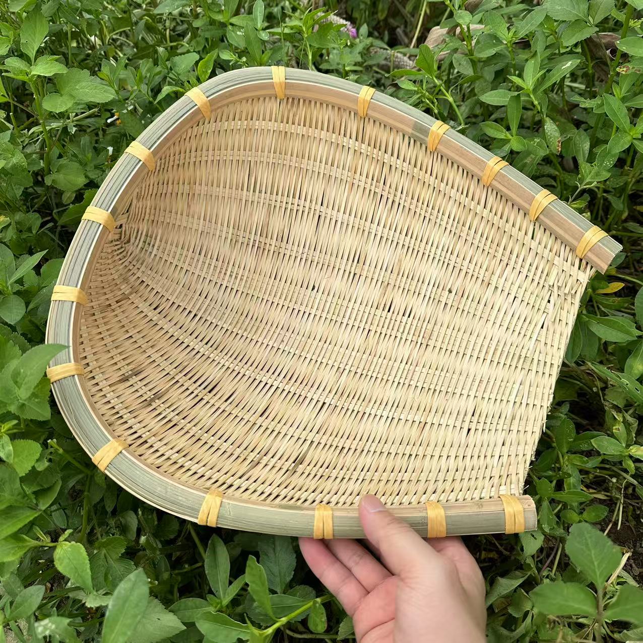 大容量 竹青编织开口筲箕 撮箕 洗菜 沥米饭