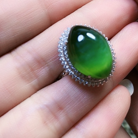 和田玉戒指银S925镶嵌