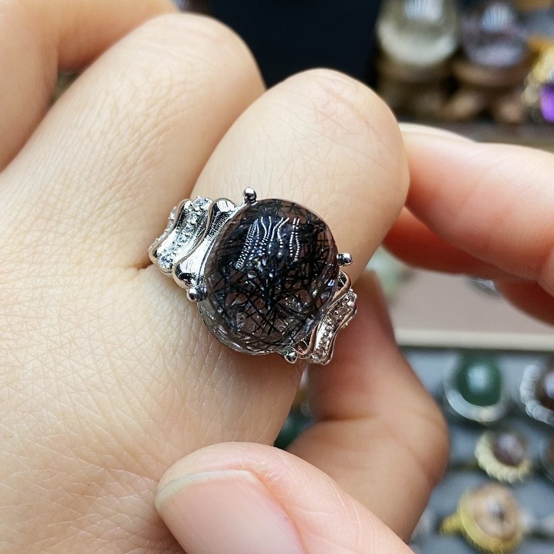 水晶戒指银S925镶嵌戒指