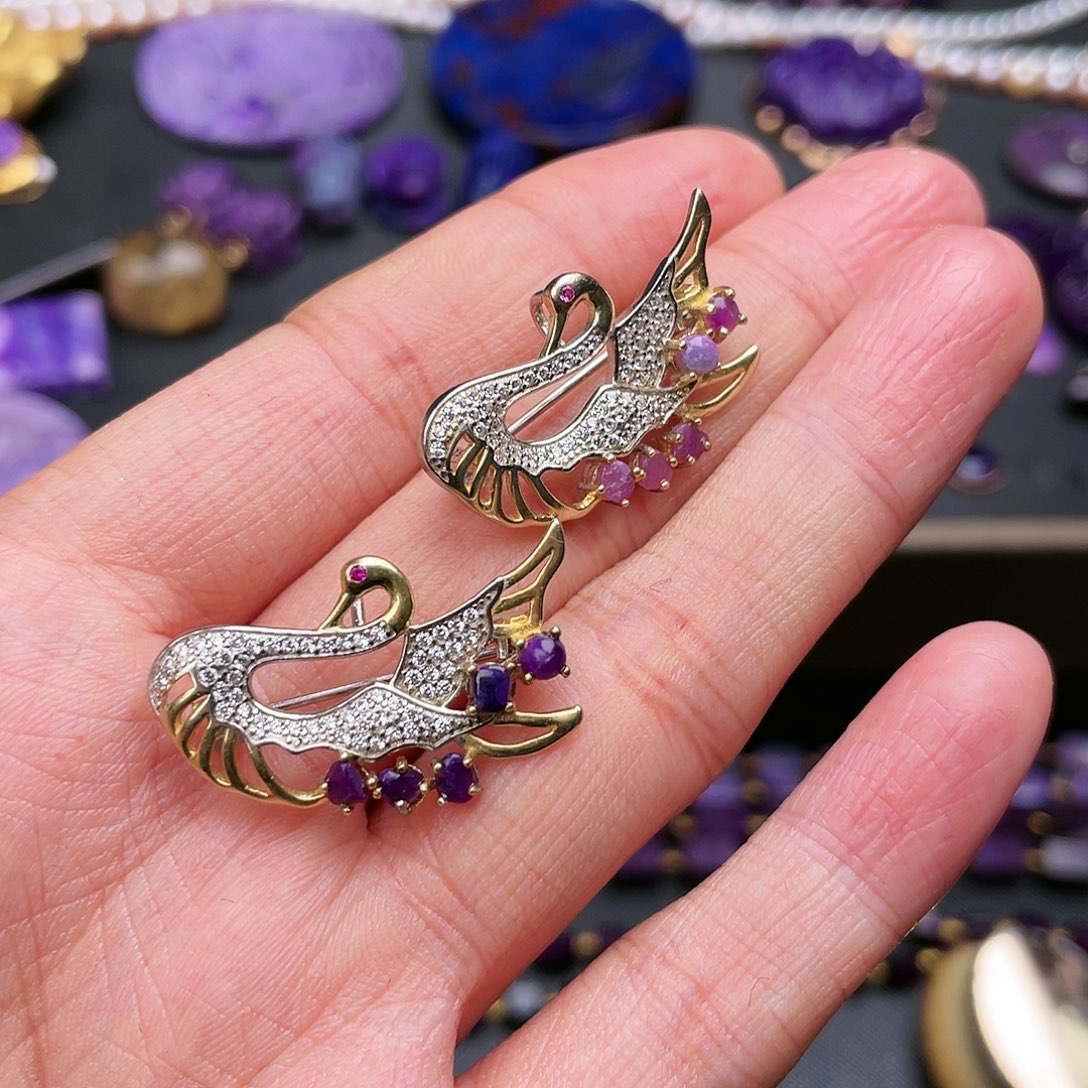 苏纪石（舒俱来）胸针银S925镶嵌