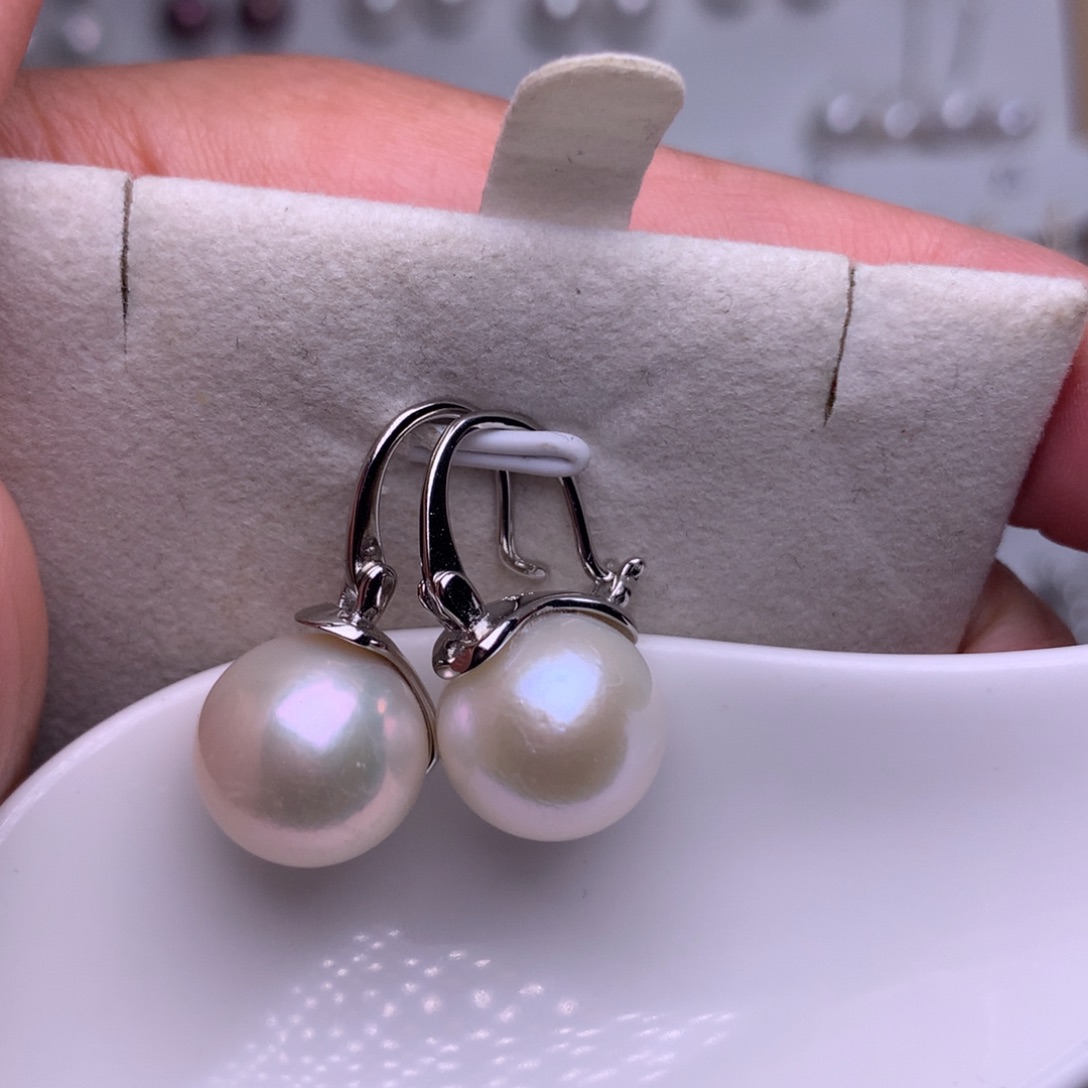 银S925镶嵌耳饰淡水珍珠