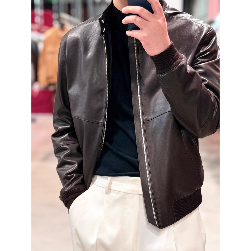 69900版”意式老钱 Baby Calfskin全粒面 胎牛皮"哈灵顿飞行夹克