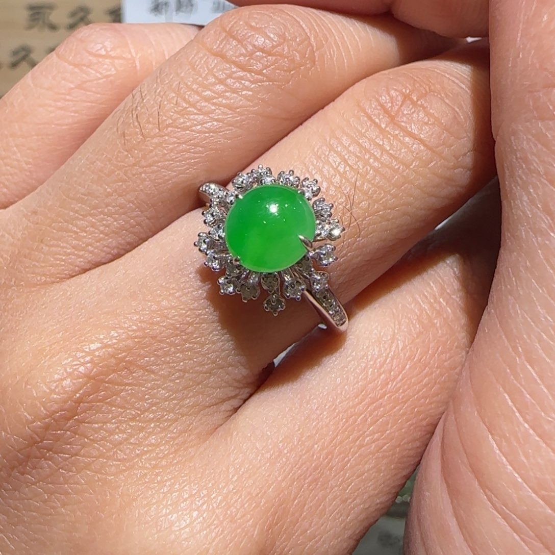 【闪购商品】翡翠戒指18K金镶嵌缅甸