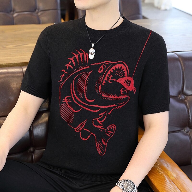 【高品质】帅气针织T恤2025春季男卫衣打底衫圆领男士休闲百搭个性A