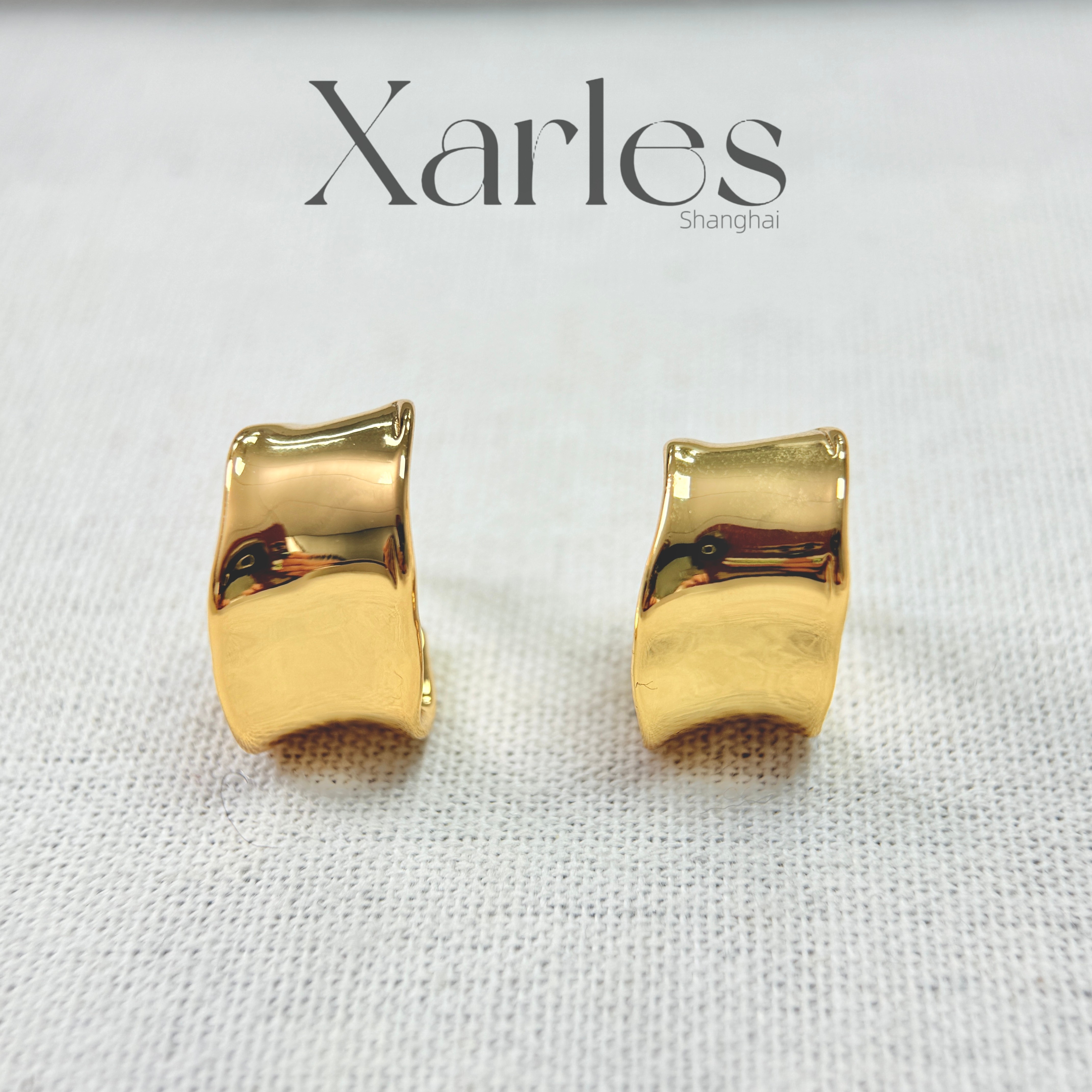 铜合金耳饰 弧度不平整哑光耳环E23422/E23549