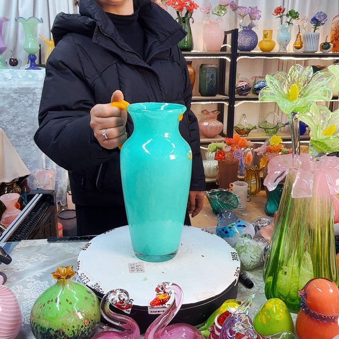 花瓶家悦美居琉璃摆件瑕疵