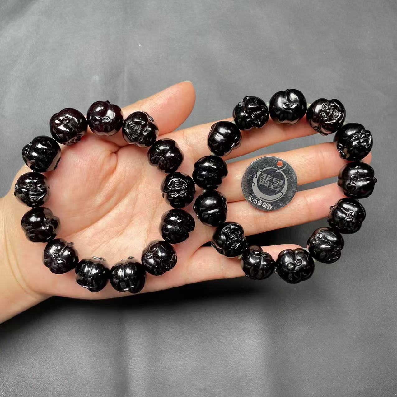 38692T29-3N15-缅料翳珀佛头手串-卡13+/约13颗-多样性发其一