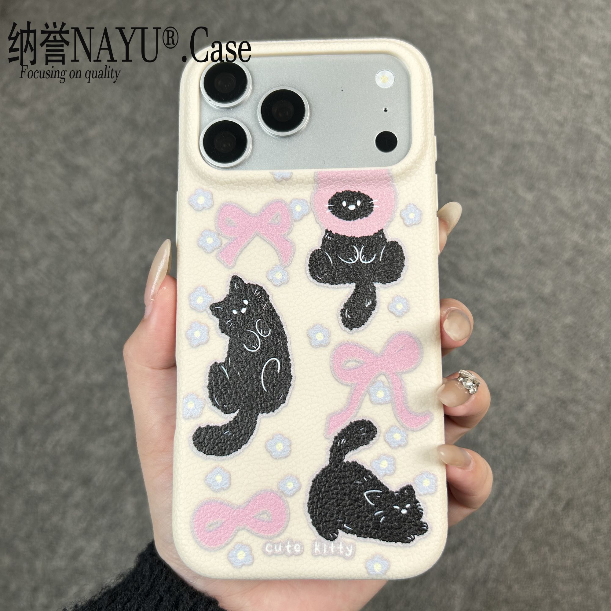 蝴蝶结三只黑猫适用于iphone苹果华为小米oppovivo软胶手机壳