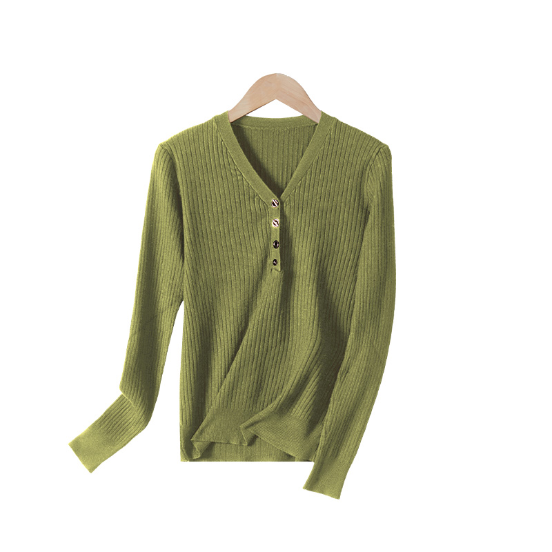 CacheCacheV领针织打底衫女新款百搭纯色时尚显瘦毛衣上衣