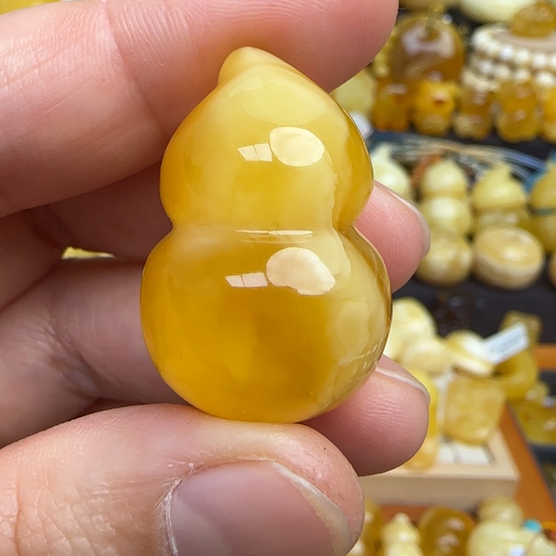 蜜蜡吊坠(不含链)未镶嵌不退换天然俄料溶洞妖花蜜蜡葫芦吊坠