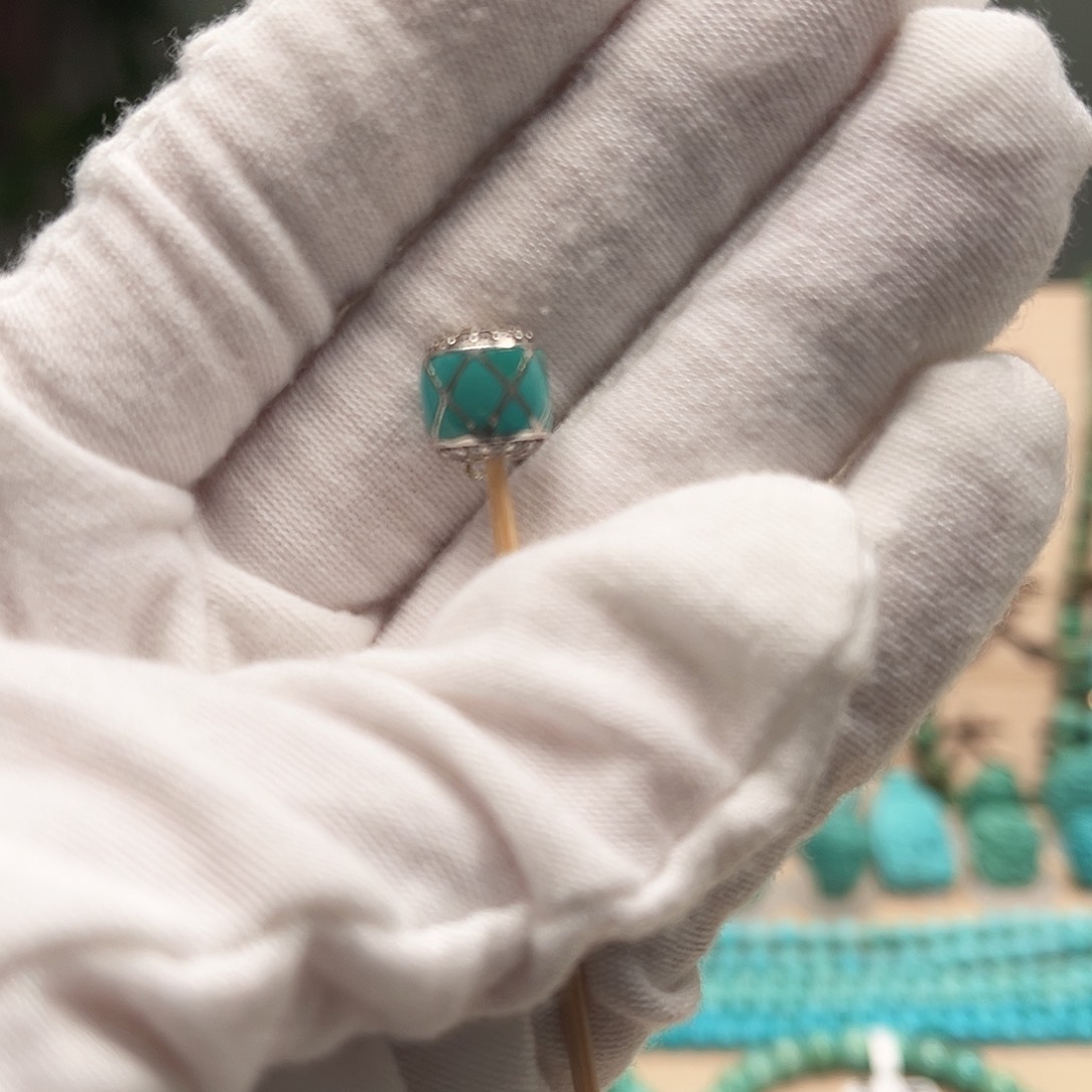 绿松石雕刻银S925镶嵌