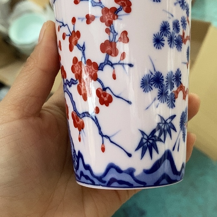 摆件陶红稀土松竹梅可乐杯