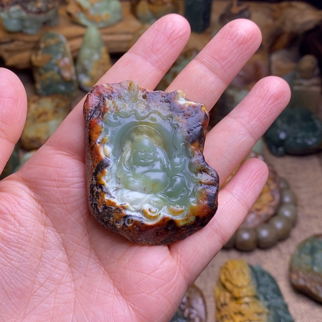 半***家岫岩河磨玉（透闪石质玉）未镶嵌挂件