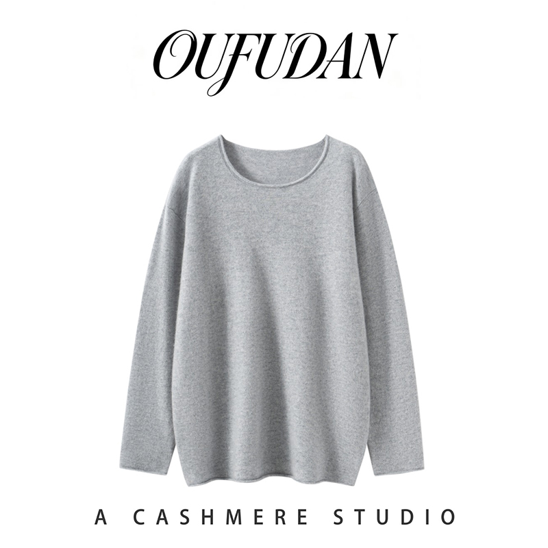 OUFUDAN 秋冬保暖针织长袖圆领保暖纯色羊绒衫插肩袖女