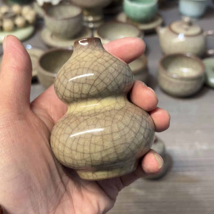 瓷片传世哥窑葫芦瓶瓶