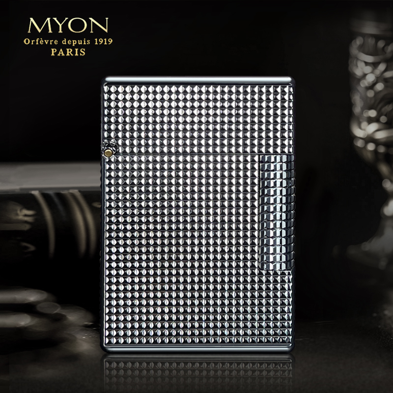 MYON厂长古银编织纹，镀白钢碎碎冰，镀白钢巴黎钉冰款煤油打火机